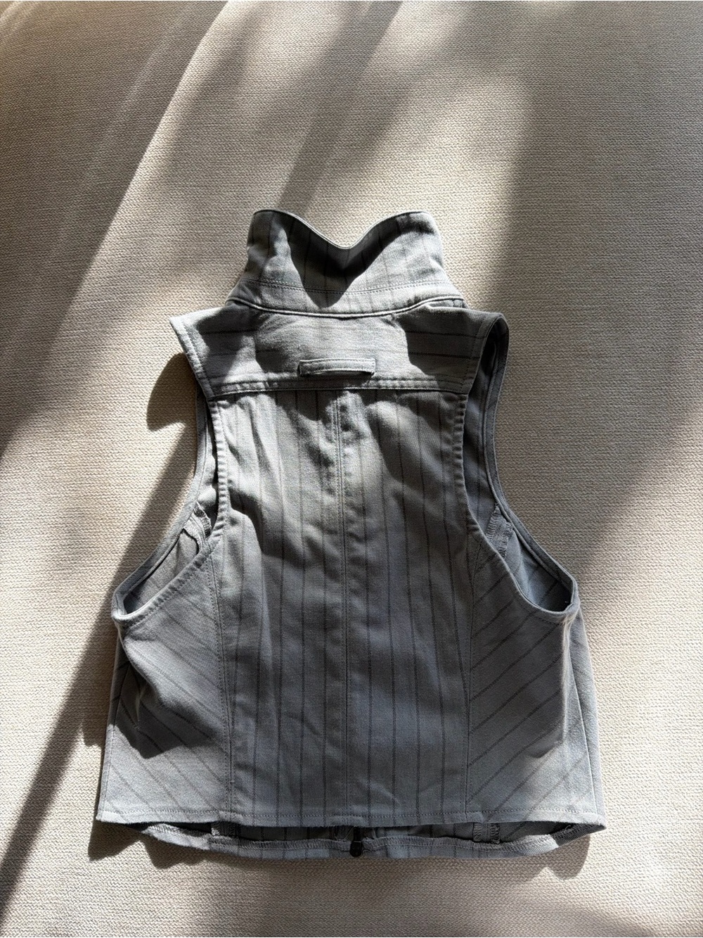 Sleeveless Collard Gray Pinstripe Skort Set - Picture 3 of 6